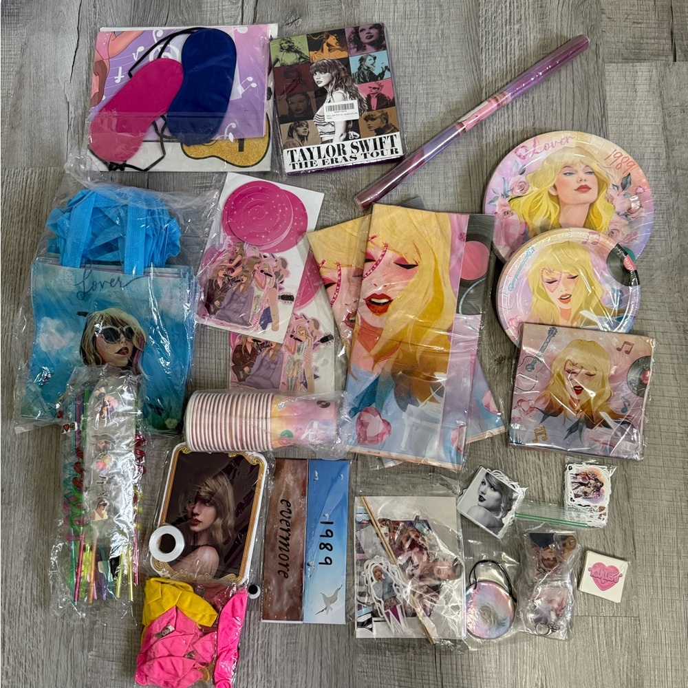 Taylor Swift Themed Party Supplies - Pink & Blue Party Kit